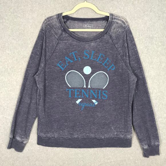 Miken Flow Sweatshirt Large Eat Sleep Tennis Worn Distressed Lounge Everyday - Picture 1 of 9